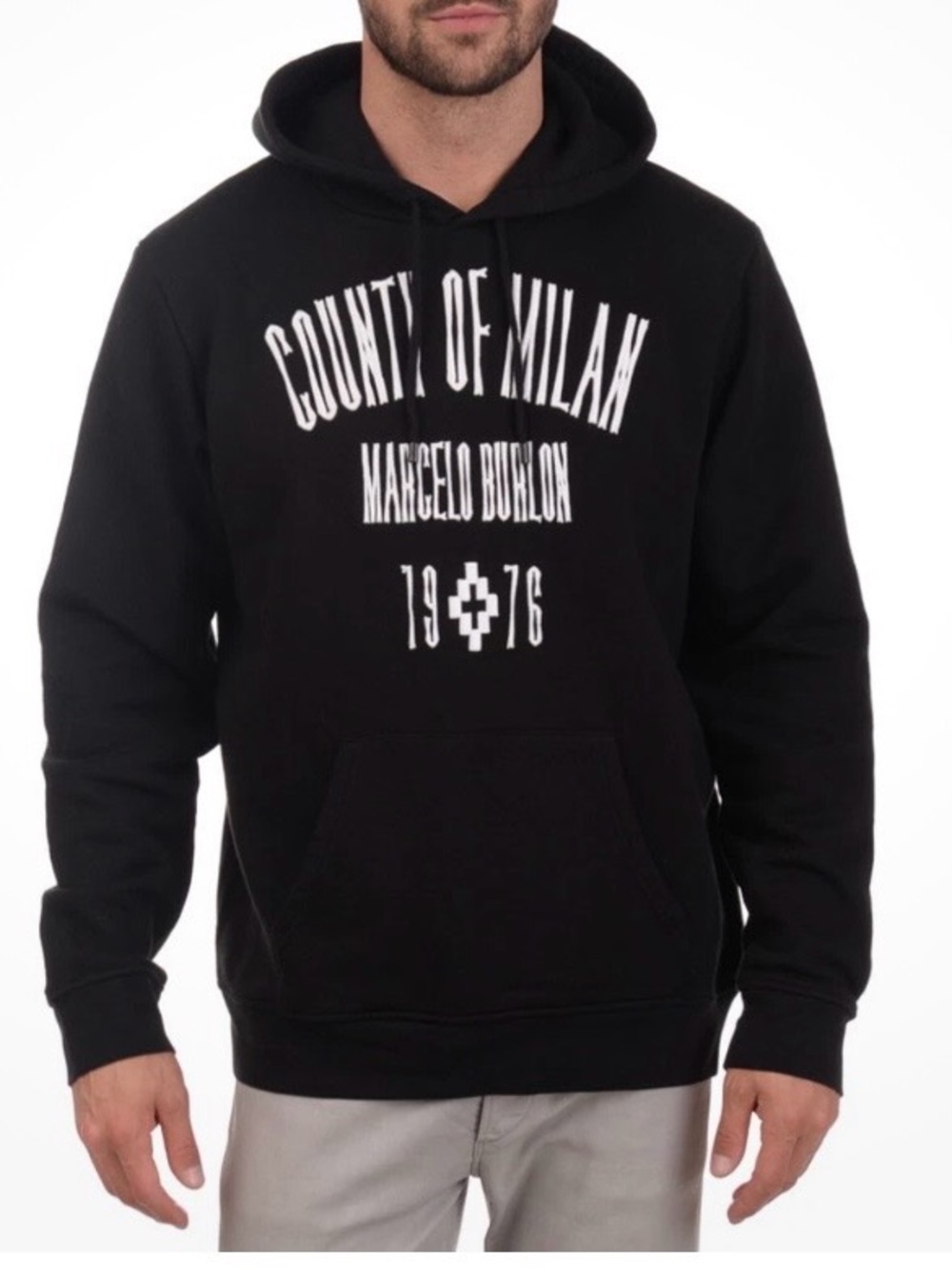 Marcelo Burlon Black Crewneck Sweatshirt with White Logo Size XL